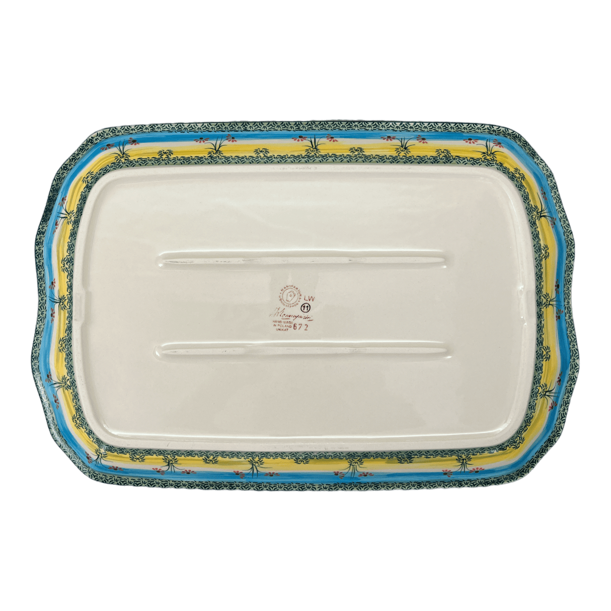 Tray, Oval, Handles, 10.75" x 15.25" in "Winter Skies" by Ceramika Artystyczna | A684-2826X