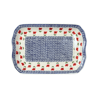 A picture of a Polish Pottery 11.5" x 17" Rectangular Platter (Poppy Garden) | P158T-EJ01 as shown at PolishPotteryOutlet.com/products/11-5-x-17-platter-poppy-garden-p158t-ej01