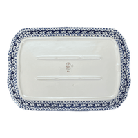 A picture of a Polish Pottery 11.5" x 17" Rectangular Platter (Kitty Cat Path) | P158T-KOT6 as shown at PolishPotteryOutlet.com/products/11-5-x-17-platter-kitty-cat-path-p158t-kot6