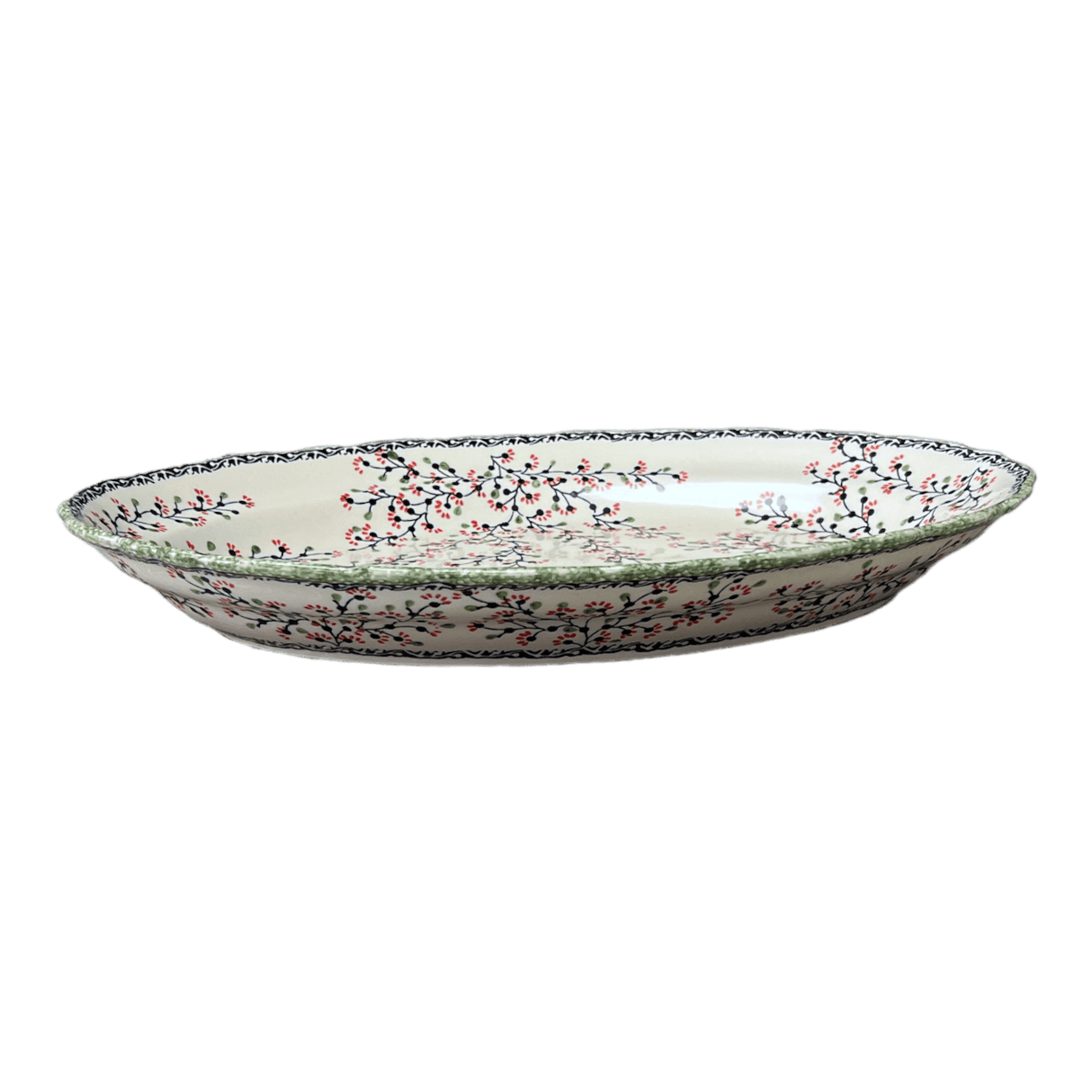 Platter, Oval, Scalloped, 16.75" x 12.25" Large in "Cherry Blossoms" by Manufaktura | P165S-DPGJ