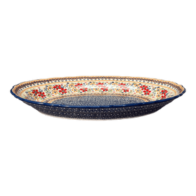 Polish Pottery Large Scalloped Oval Platter (Ruby Duet) | P165S-DPLC Additional Image at PolishPotteryOutlet.com