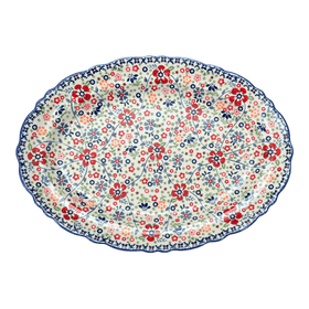 Polish Pottery Large Scalloped Oval Platter (Full Bloom) | P165S-EO34 Additional Image at PolishPotteryOutlet.com