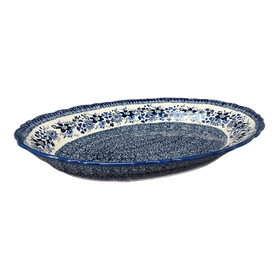 Polish Pottery Large Scalloped Oval Platter (Blue Life) | P165S-EO39 Additional Image at PolishPotteryOutlet.com