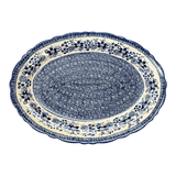 Platter, Oval, Scalloped, 16.75" x 12.25" Large in "Blue Life" by Manufaktura | P165S-EO39