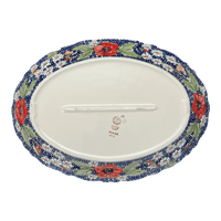 A picture of a Polish Pottery Large Scalloped Oval Platter (Poppies & Posies) | P165S-IM02 as shown at PolishPotteryOutlet.com/products/large-scalloped-oval-plater-poppies-posies-p165s-im02