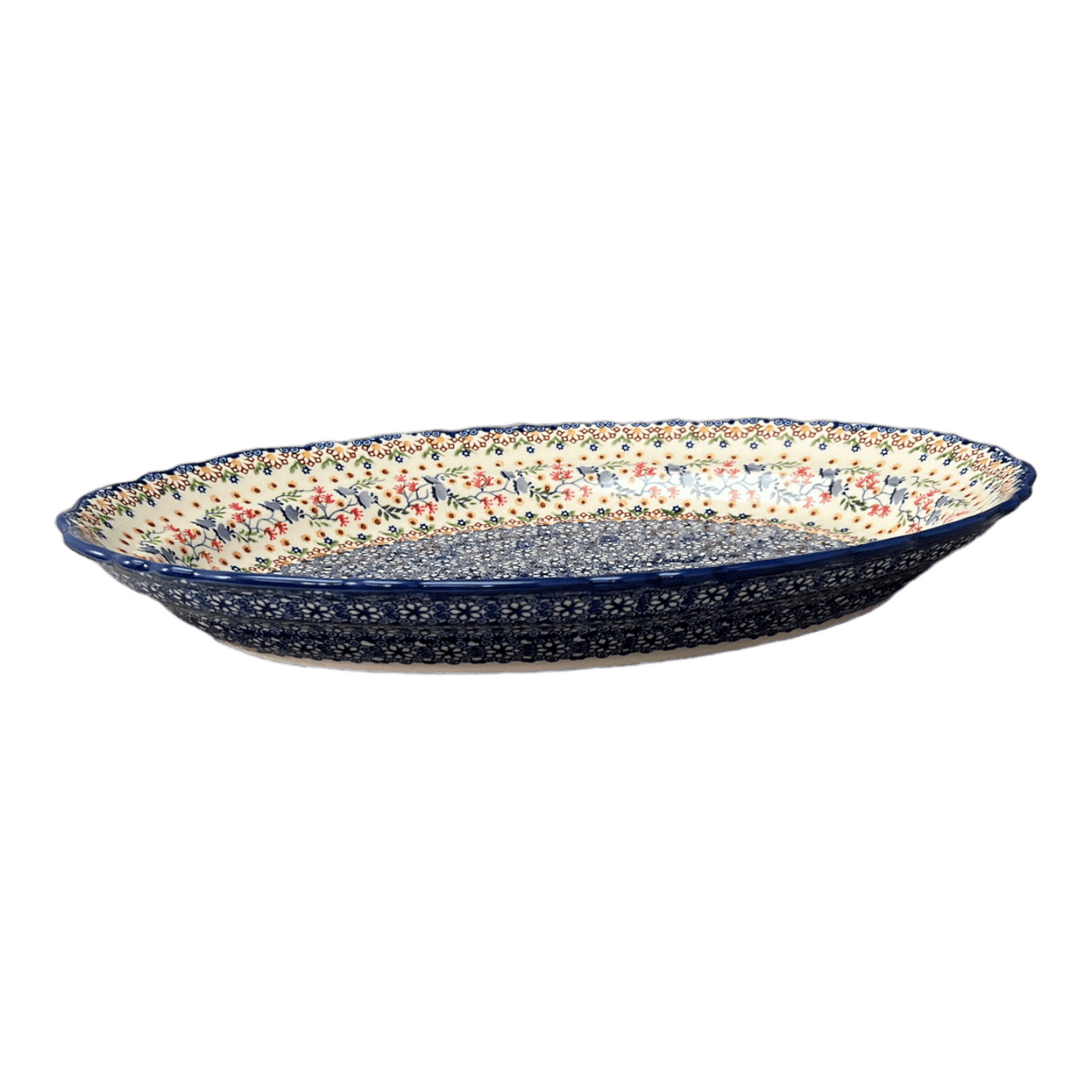 Platter, Oval, Scalloped, 16.75" x 12.25" Large in "Wildflower Delight