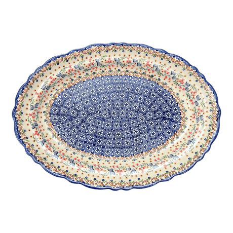 Platter, Oval, Scalloped, 16.75" x 12.25" Large in "Wildflower Delight" by Manufaktura | P165S-P273