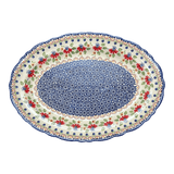 Platter, Oval, Scalloped, 16.75" x 12.25" Large in "Mediterranean Blossoms" by Manufaktura | P165S-P274