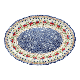 Polish Pottery Large Scalloped Oval Platter (Mediterranean Blossoms) | P165S-P274 Additional Image at PolishPotteryOutlet.com