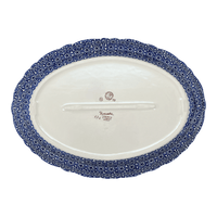 A picture of a Polish Pottery Platter, Oval, Scalloped, 16.75" x 12.25" Large in "Mediterranean Blossoms" by Manufaktura | P165S-P274 as shown at PolishPotteryOutlet.com/products/large-scalloped-oval-plater-mediterranean-blossoms-p165s-p274