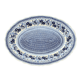 Polish Pottery Large Scalloped Oval Platter (Duet in Blue) | P165S-SB01 Additional Image at PolishPotteryOutlet.com