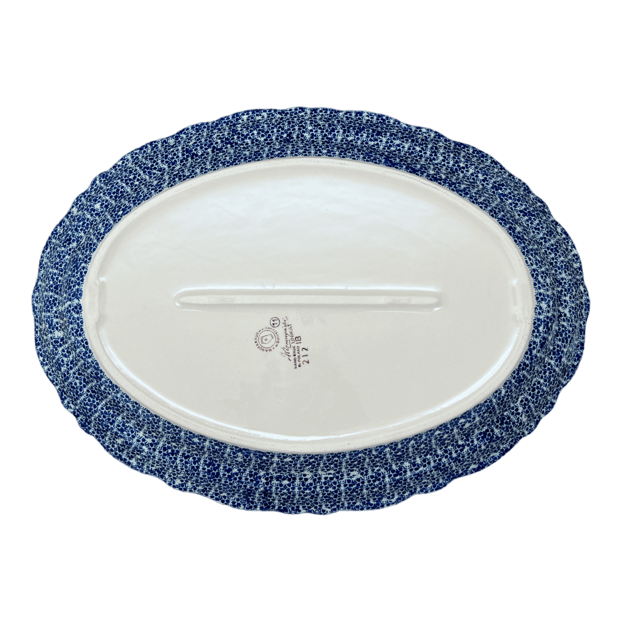 Platter, Oval, Scalloped, 16.75" x 12.25" Large in "Butterfly Bliss" by Manufaktura | P165S-WK73