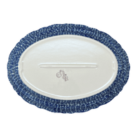 A picture of a Polish Pottery Large Scalloped Oval Platter (Butterfly Bliss) | P165S-WK73 as shown at PolishPotteryOutlet.com/products/large-scalloped-oval-plater-butterfly-bliss-p165s-wk73