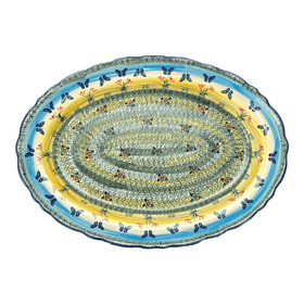 Polish Pottery Large Scalloped Oval Platter (Butterflies in Flight) | P165S-WKM Additional Image at PolishPotteryOutlet.com