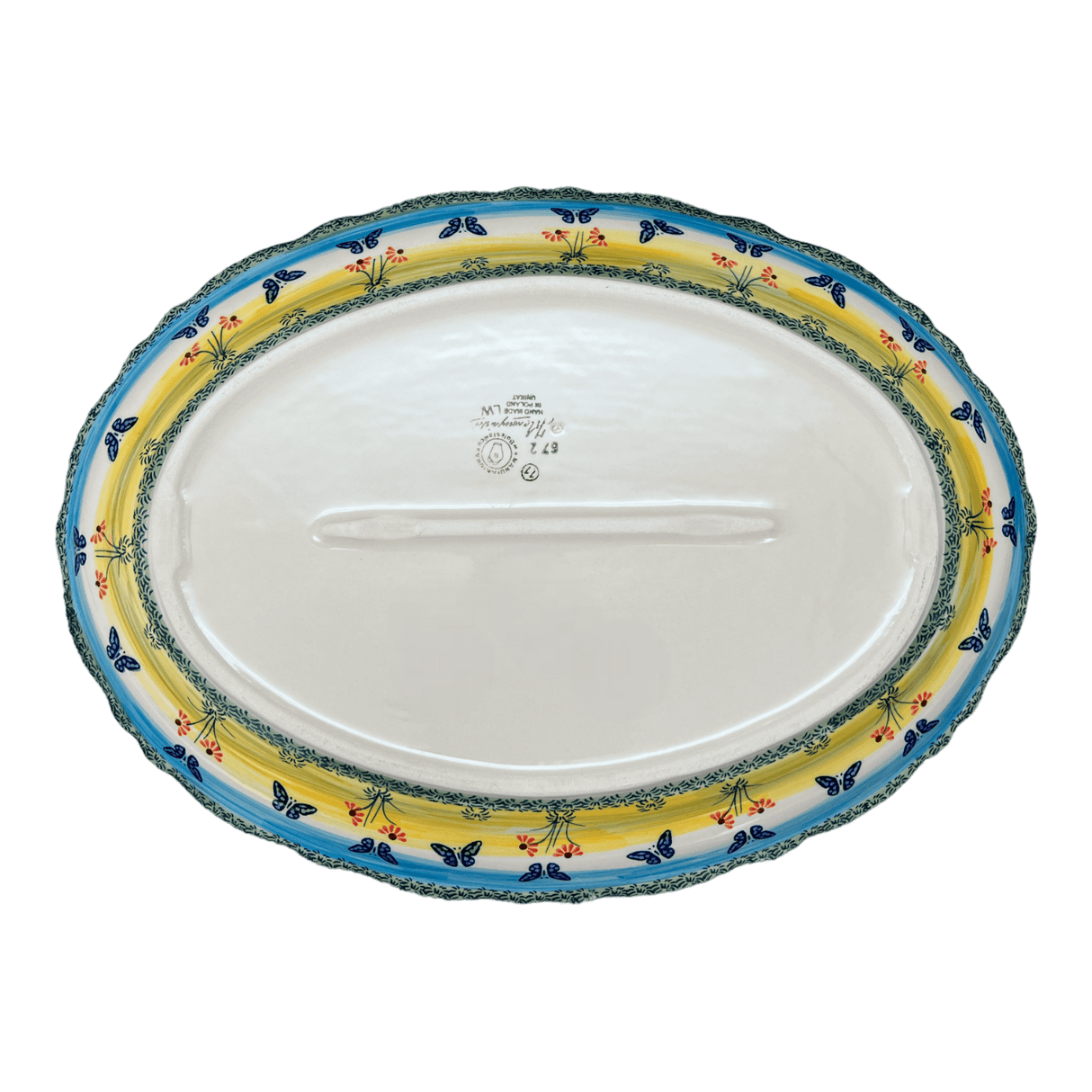 Platter, Oval, Scalloped, 16.75" x 12.25" Large in "Butterflies in Flight" by Manufaktura | P165S-WKM