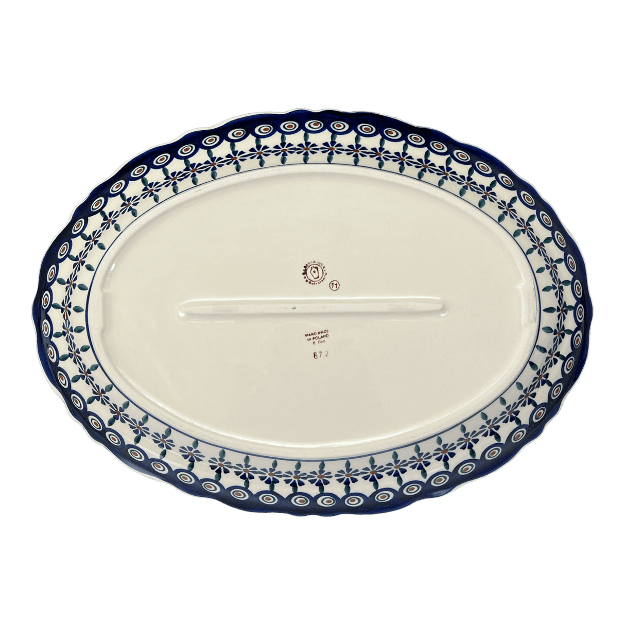 Platter, Oval, Scalloped, 16.75" x 12.25" Large in "Floral Peacock" by Manufaktura | P165T-54KK