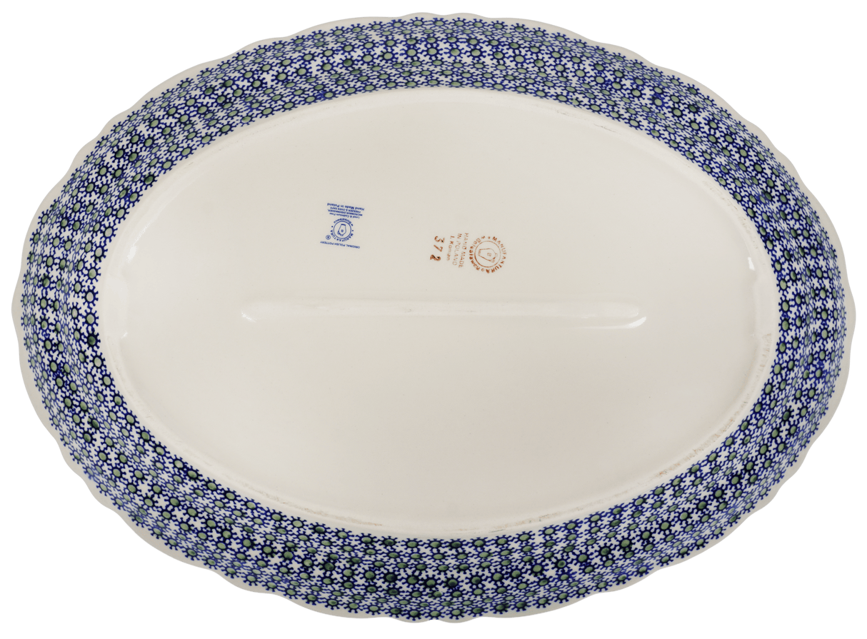 Platter, Oval, Scalloped, 16.75" x 12.25" Large in "Brilliant Garden" by Manufaktura | P165S-DPLW