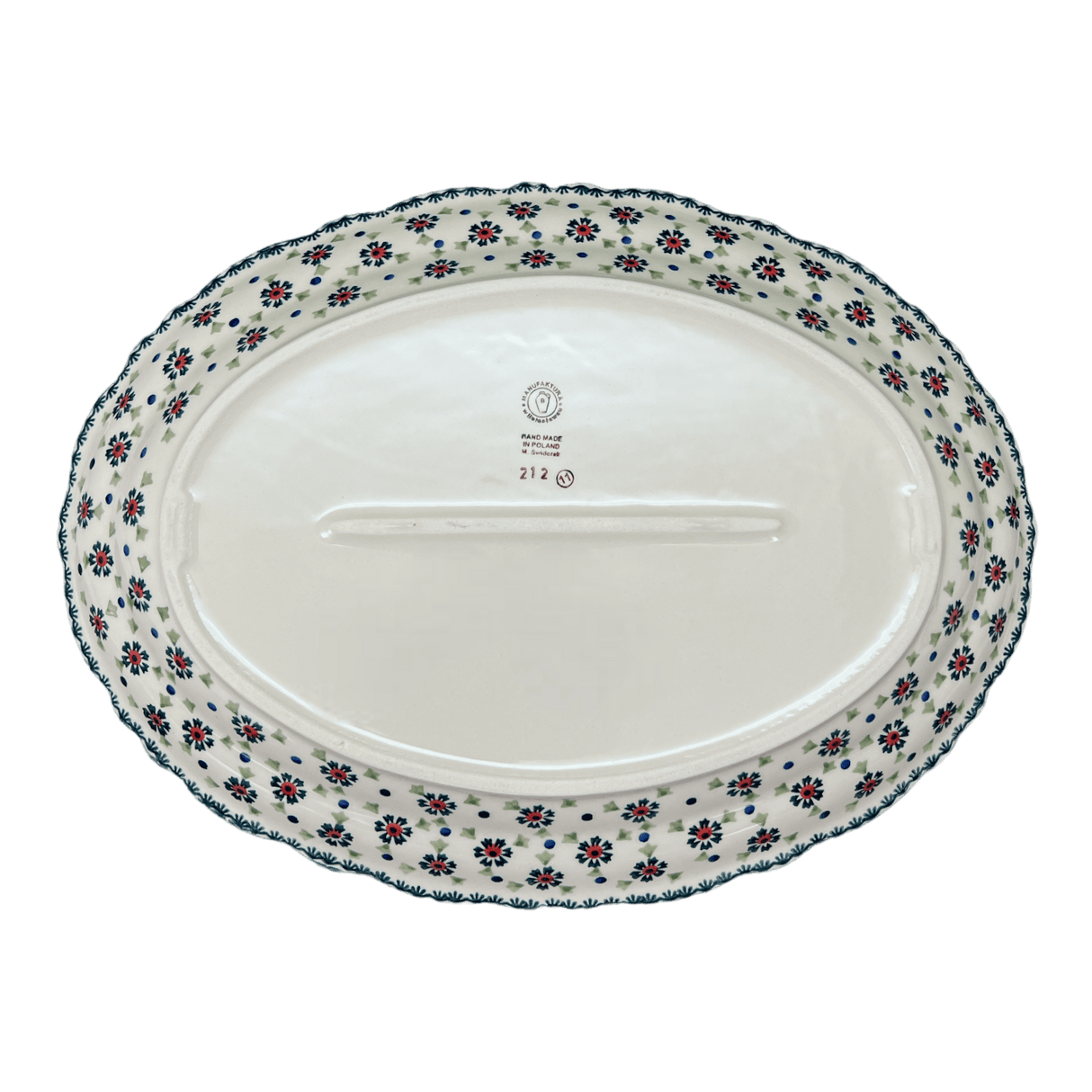 Platter, Oval, Scalloped, 16.75" x 12.25" Large in "Lady Bugs" by Manufaktura | P165T-IF45