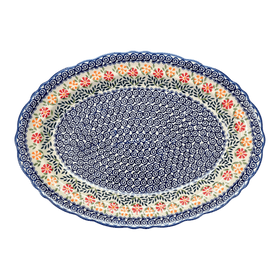 Polish Pottery Large Scalloped Oval Platter (Flower Power) | P165T-JS14 Additional Image at PolishPotteryOutlet.com