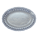 Platter, Oval, Scalloped, 16.75" x 12.25" Large in "Kitty Cat Path" by Manufaktura | P165T-KOT6