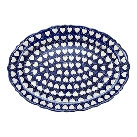 Polish Pottery Large Scalloped Oval Platter (Sea of Hearts) | P165T-SEA Additional Image at PolishPotteryOutlet.com