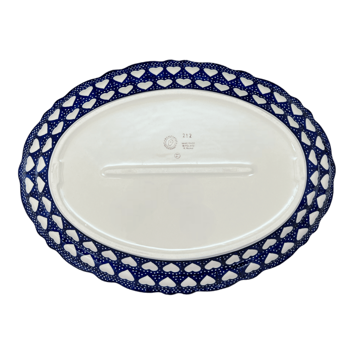 Platter, Oval, Scalloped, 16.75" x 12.25" Large in "Sea of Hearts" by Manufaktura | P165T-SEA