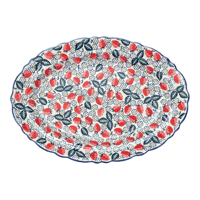 Polish Pottery Large Scalloped Oval Platter (Strawberry Fields) | P165U-AS59 Additional Image at PolishPotteryOutlet.com