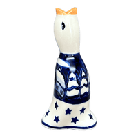A picture of a Polish Pottery Pie Bird (Winter's Eve) | P189S-IBZ as shown at PolishPotteryOutlet.com/products/pie-bird-winters-eve-p189s-ibz