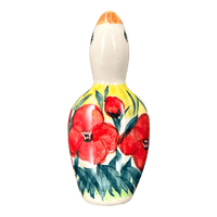 A picture of a Polish Pottery Pie Bird (Poppies in Bloom) | P189S-JZ34 as shown at PolishPotteryOutlet.com/products/pie-bird-poppies-in-bloom-p189s-jz34