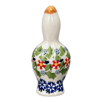 A picture of a Polish Pottery Pie Bird (Holly in Bloom) | P189T-IN13 as shown at PolishPotteryOutlet.com/products/pie-bird-holly-in-bloom-p189t-in13