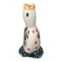 A picture of a Polish Pottery Pie Bird (Evergreen Bells) | P189U-PZDG as shown at PolishPotteryOutlet.com/products/pie-bird-evergreen-bells-p189u-pzdg