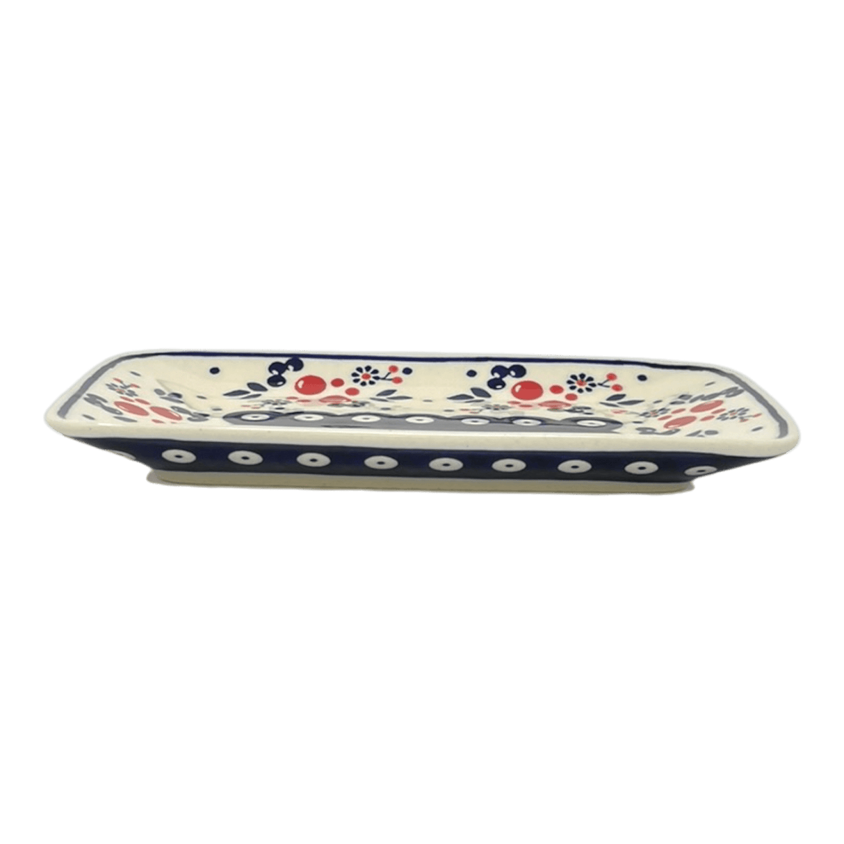 Tray, Rectangular, 8.25" x 5" in "Berry Dot" by Manufaktura | P201T-BL04