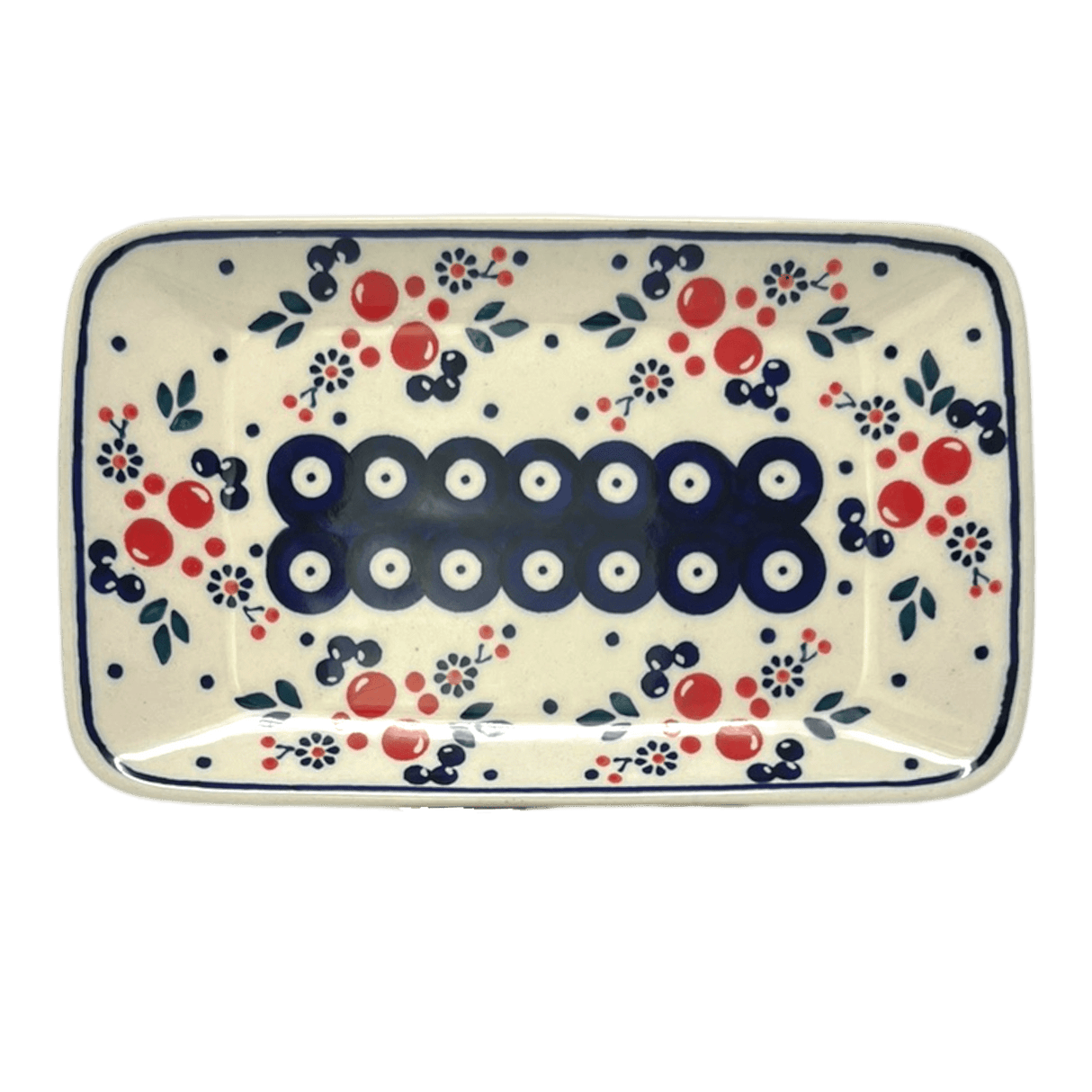 Tray, Rectangular, 8.25" x 5" in "Berry Dot" by Manufaktura | P201T-BL04