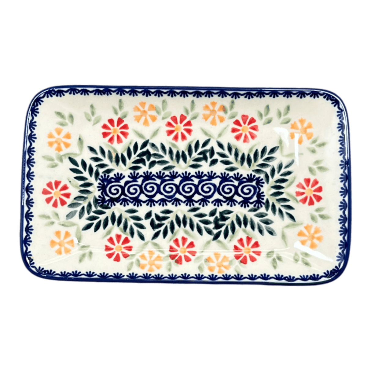 Tray, Rectangular, 8.25" x 5" in "Flower Power" by Manufaktura | P201T-JS14