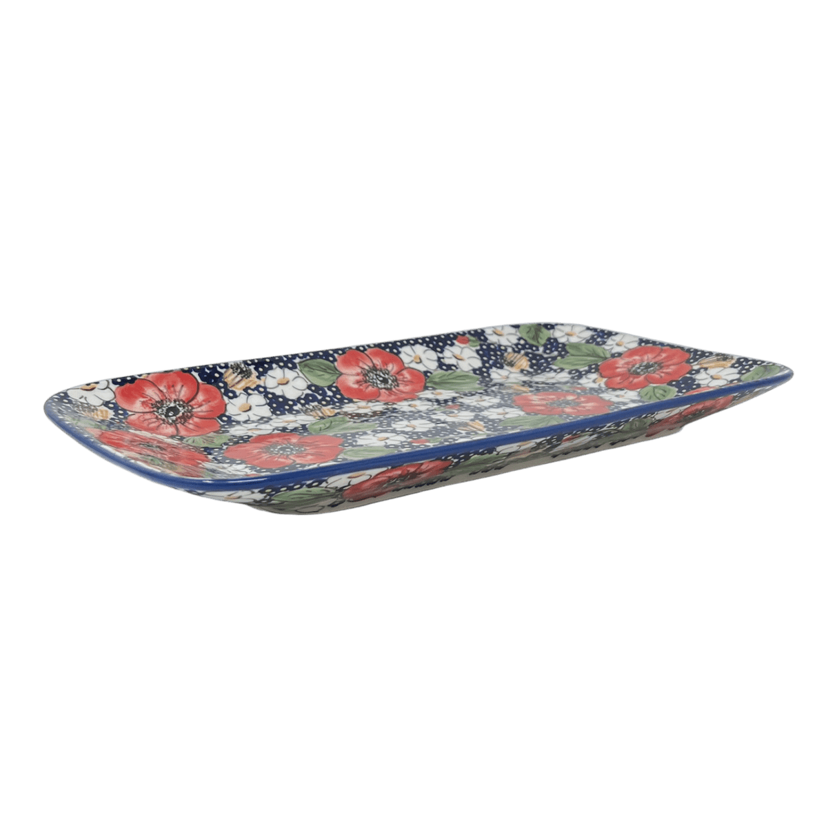 Platter, Rectangular, 14" x 8" in "Poppies & Posies" by Manufaktura | P202S-IM02