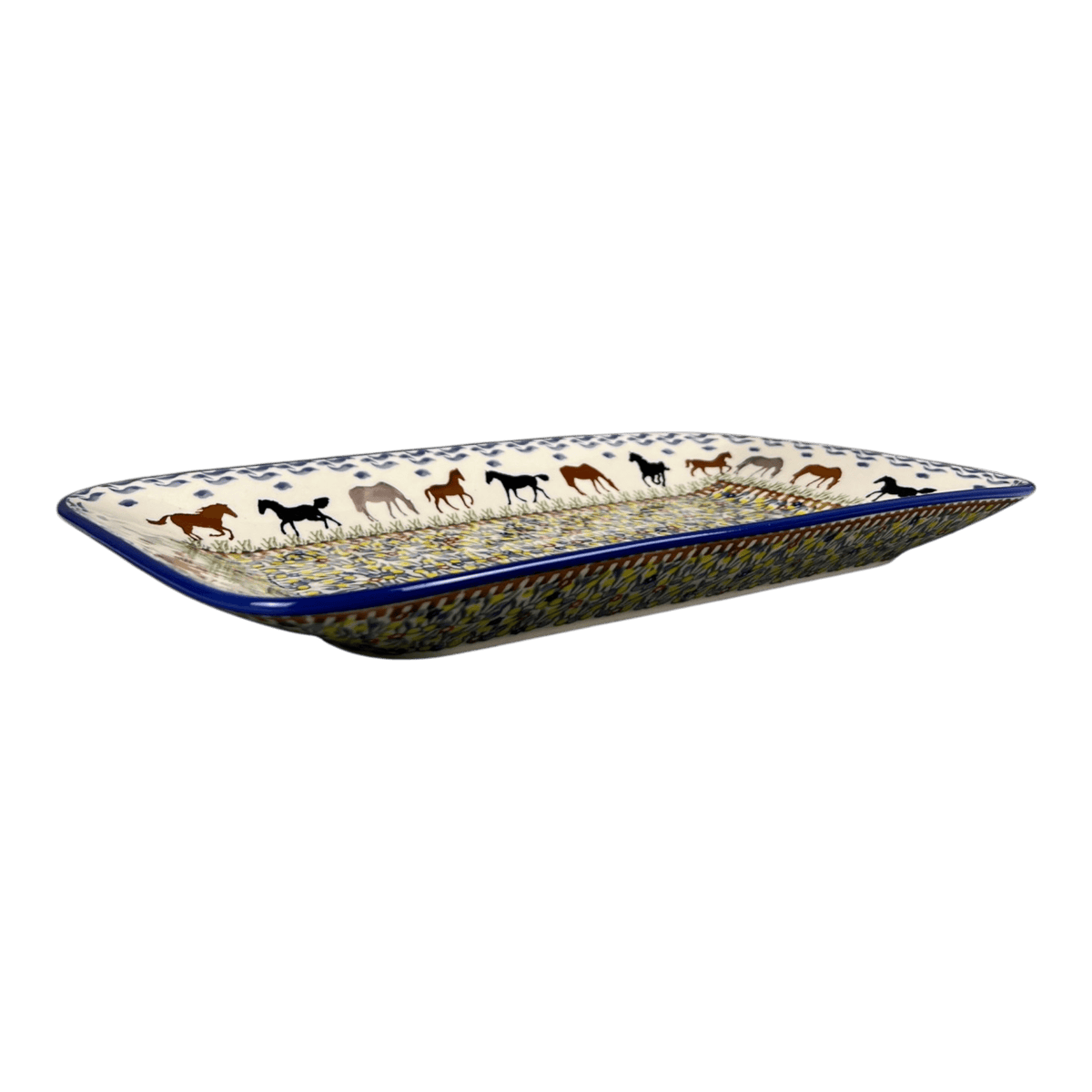 Platter, Rectangular, 14" x 8" in "Wild Horses" by Manufaktura | P202S-INK1