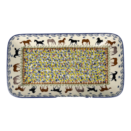 Platter, Rectangular, 14" x 8" in "Wild Horses" by Manufaktura | P202S-INK1