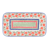 Platter, Rectangular, 14" x 8" in "Pink Poinsettia" by Manufaktura | P202S-PS14