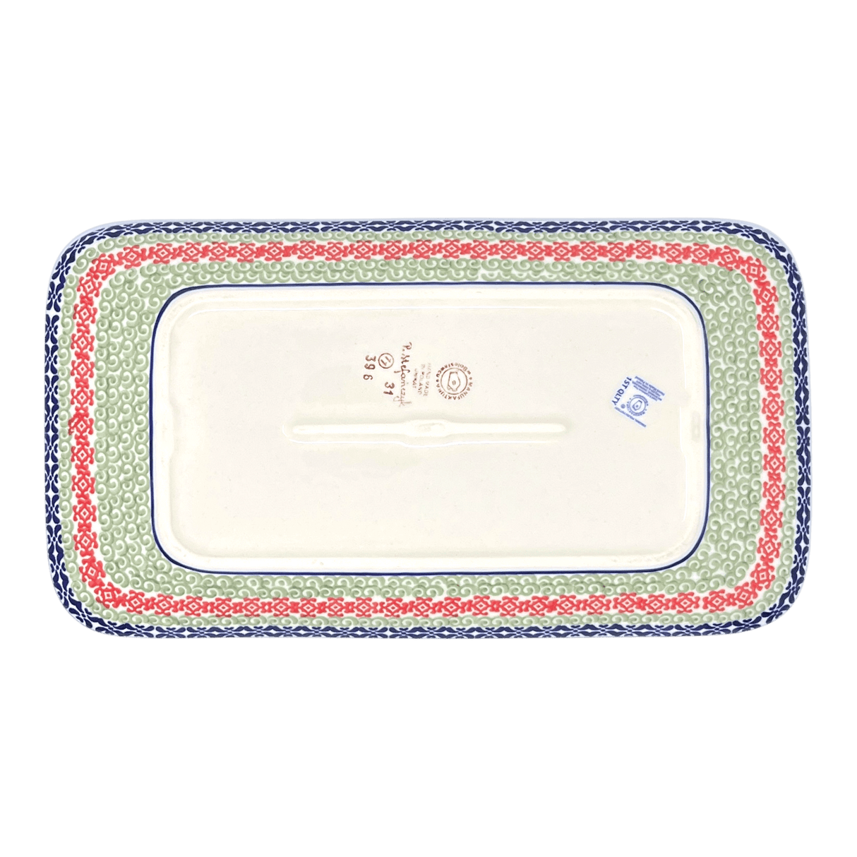 Platter, Rectangular, 14" x 8" in "Pink Poinsettia" by Manufaktura | P202S-PS14