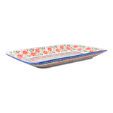 Platter, Rectangular, 14" x 8" in "Pink Poinsettia" by Manufaktura | P202S-PS14