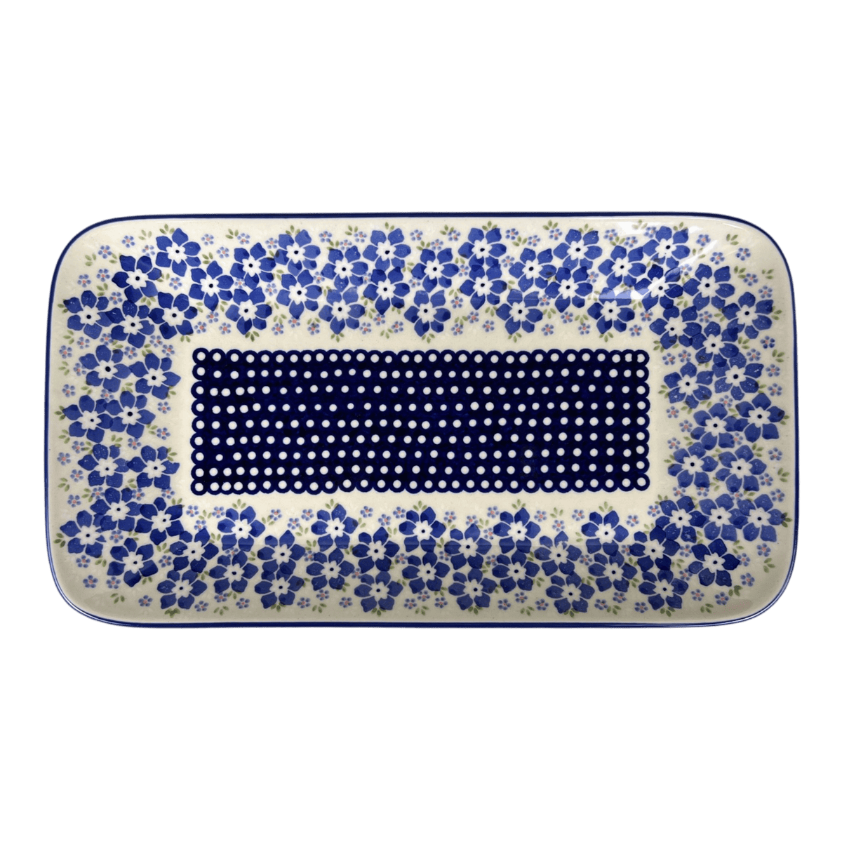 Platter, Rectangular, 14" x 8" in "Forget Me Not Bouquet" by Manufaktura | P202S-PS28