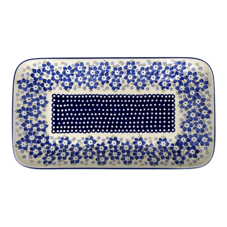 Platter, Rectangular, 14" x 8" in "Forget Me Not Bouquet" by Manufaktura | P202S-PS28