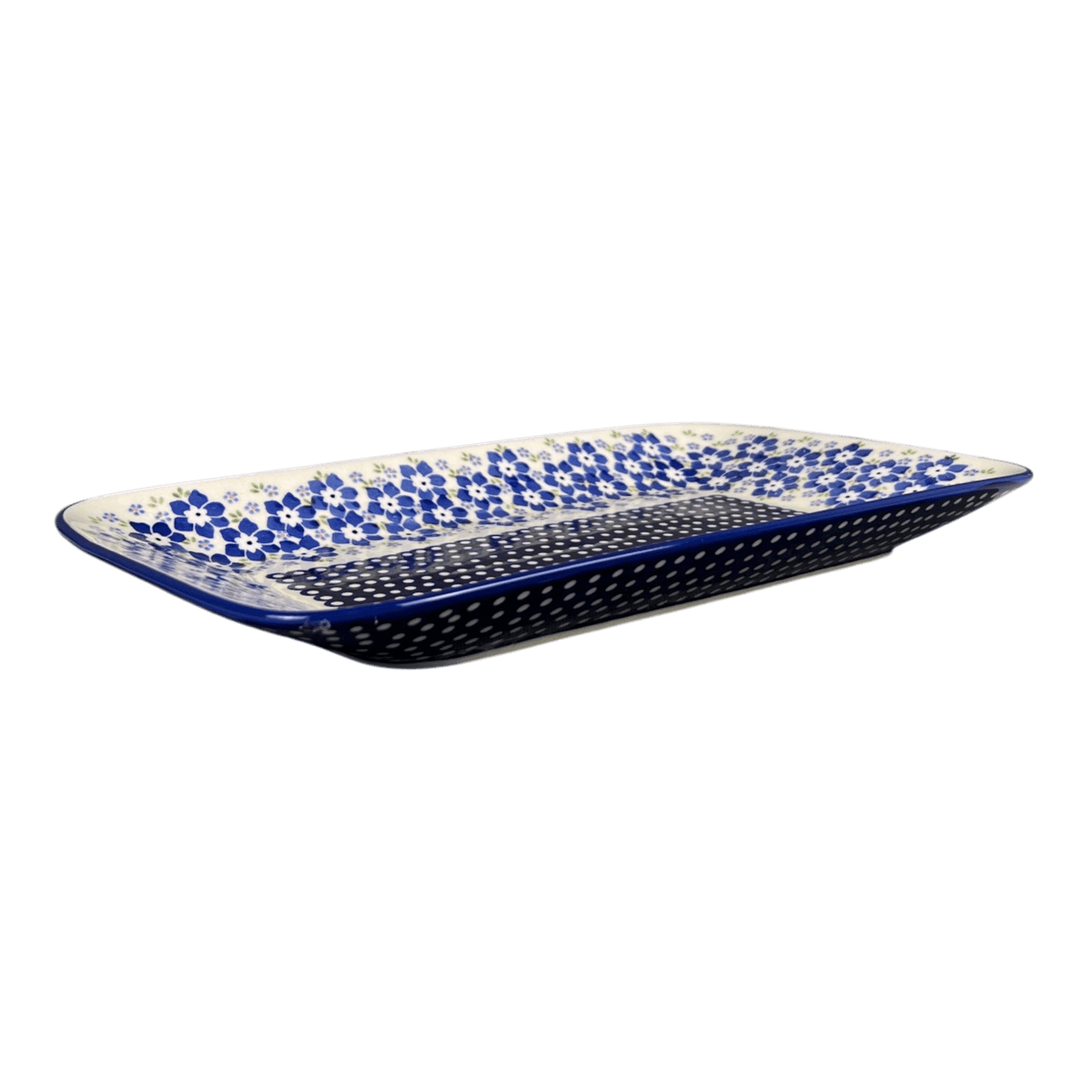 Platter, Rectangular, 14" x 8" in "Forget Me Not Bouquet" by Manufaktura | P202S-PS28