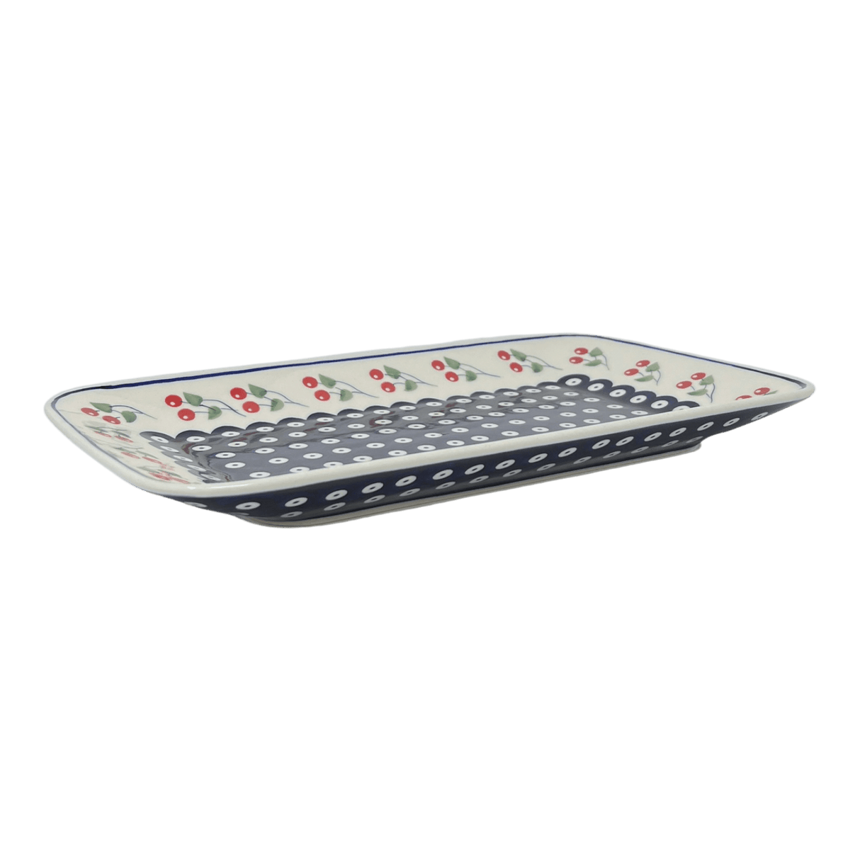 Platter, Rectangular, 14" x 8" in "Cherry Dot" by Manufaktura | P202T-70WI