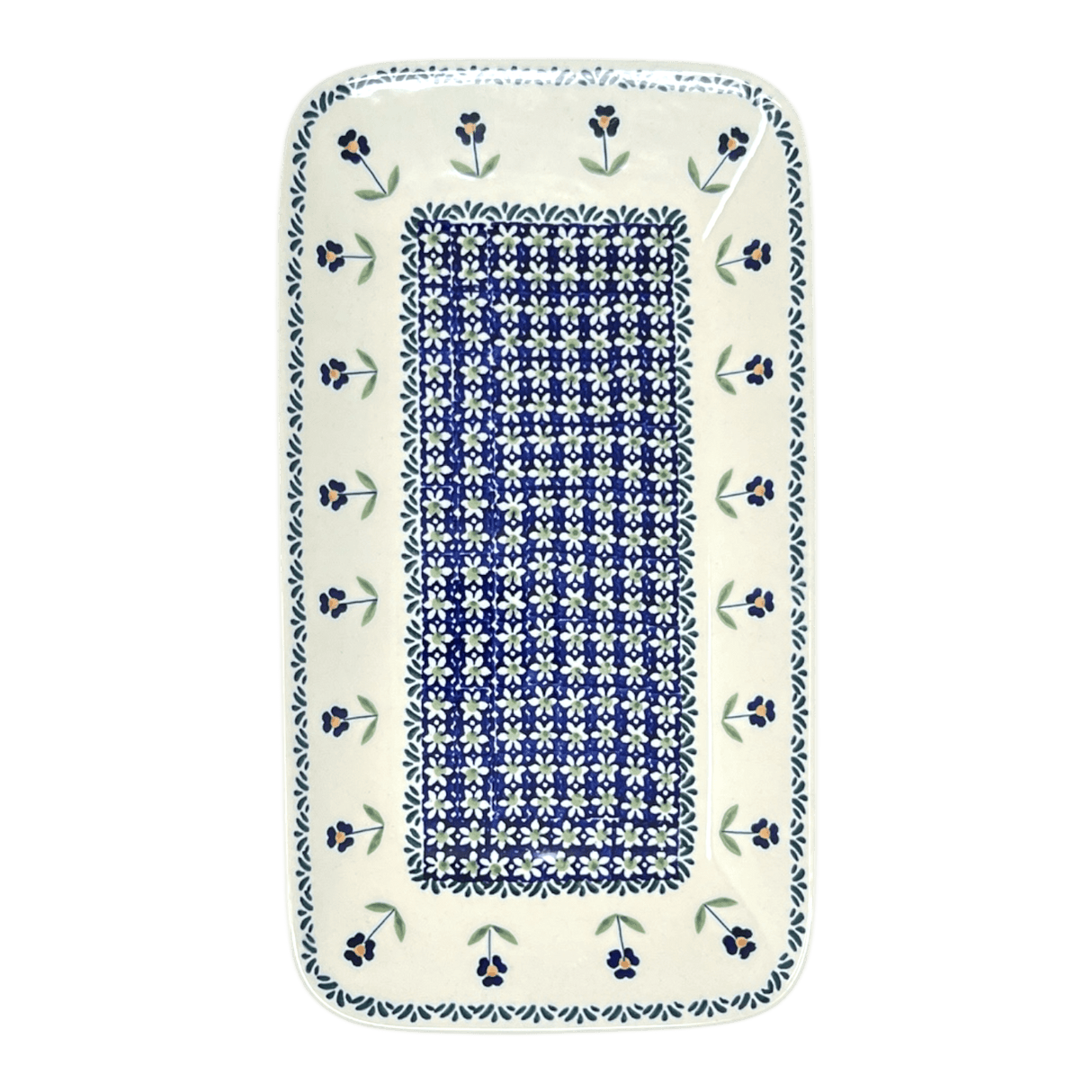 Platter, Rectangular, 14" x 8" in "Forget Me Not" by Manufaktura | P202T-ASS