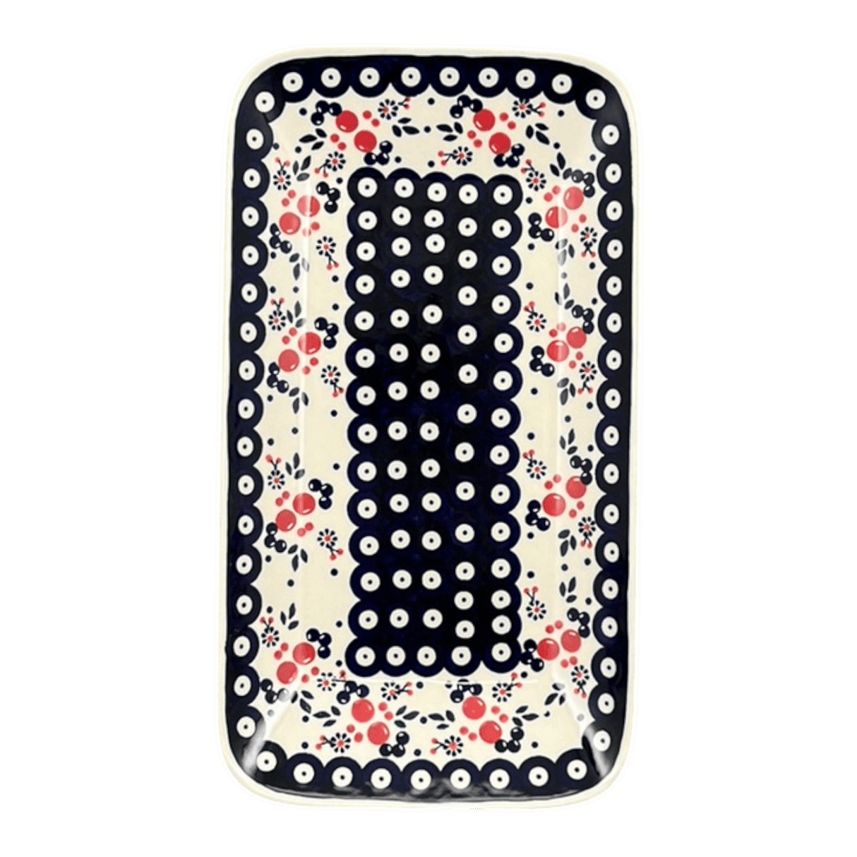 Platter, Rectangular, 14" x 8" in "Berry Dot" by Manufaktura | P202T-BL04