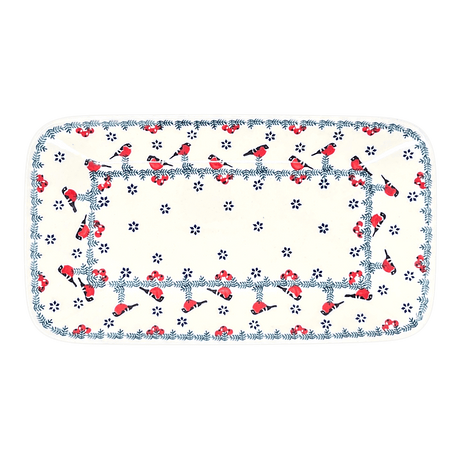 Platter, Rectangular, 14" x 8" in "Red Bird" by Manufaktura | P202T-GILE
