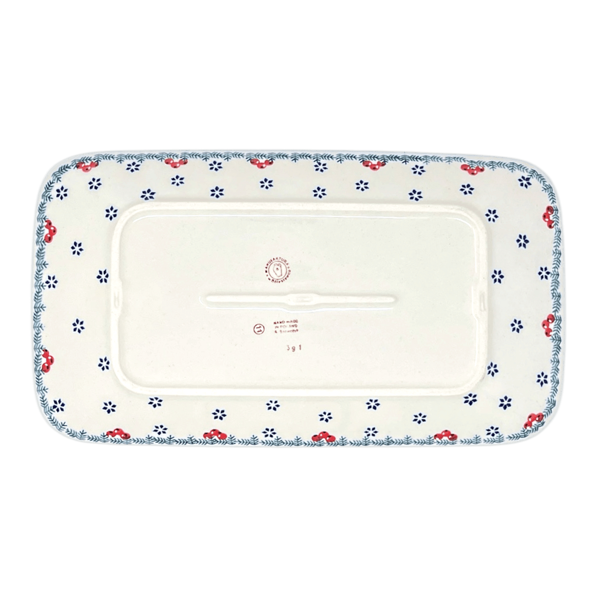 Platter, Rectangular, 14" x 8" in "Red Bird" by Manufaktura | P202T-GILE