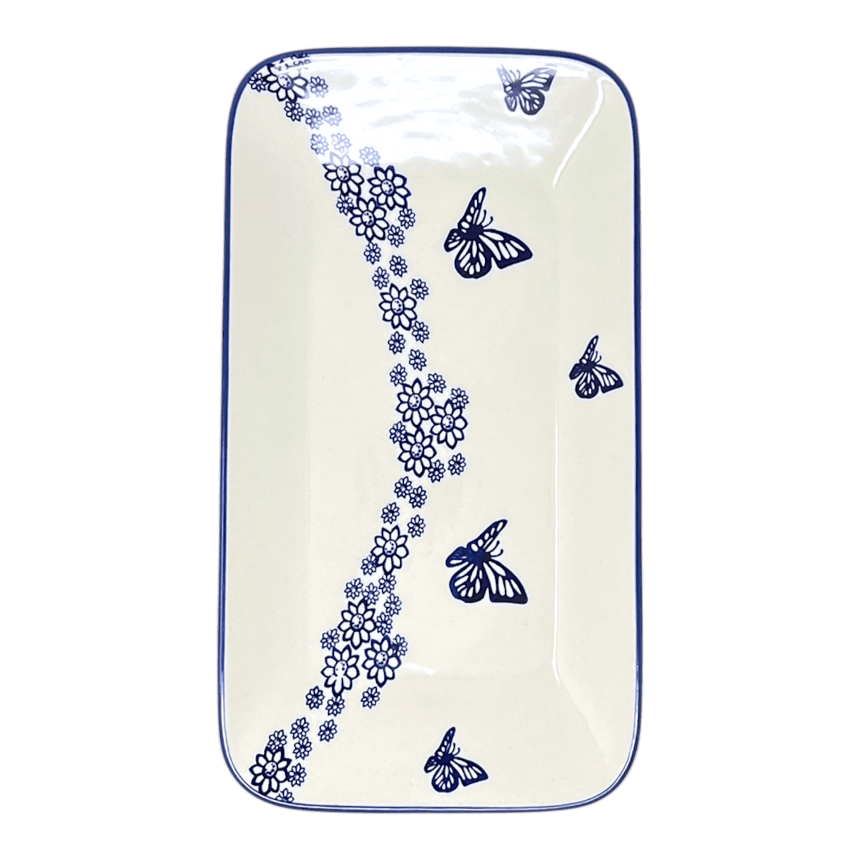 Platter, Rectangular, 14" x 8" in "Butterfly Garden" by Manufaktura | P202T-MOT1