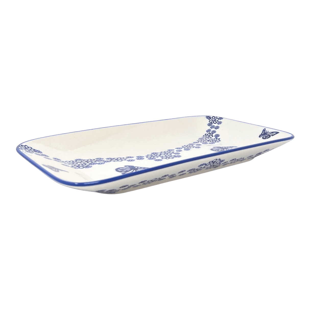 Platter, Rectangular, 14" x 8" in "Butterfly Garden" by Manufaktura | P202T-MOT1